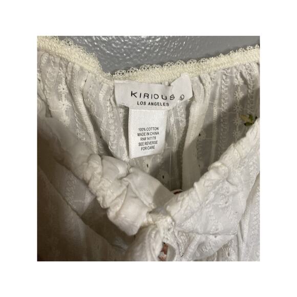 Kirious Los Angeles Shirt Short Sleeve Smocked Cropped Embroidered Size Large - Picture 2 of 4